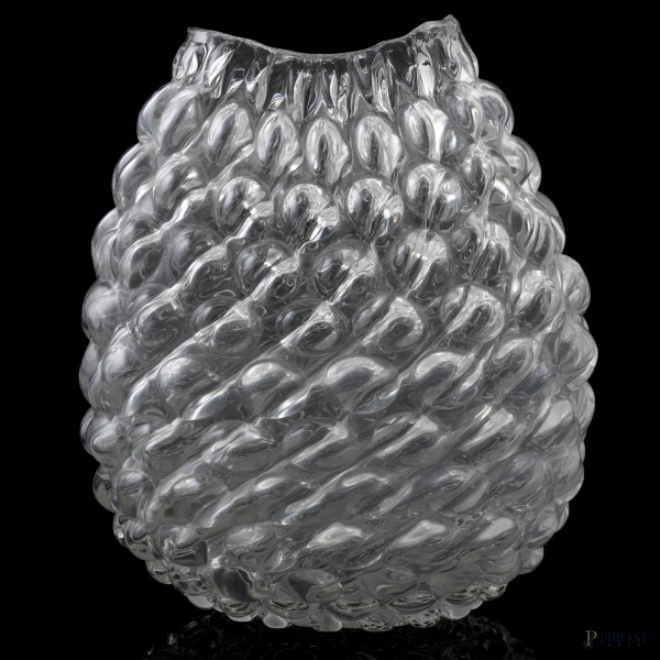 Vaso in vetro di Murano, XX secolo, altezza cm 27, (segni di usura, graffi)