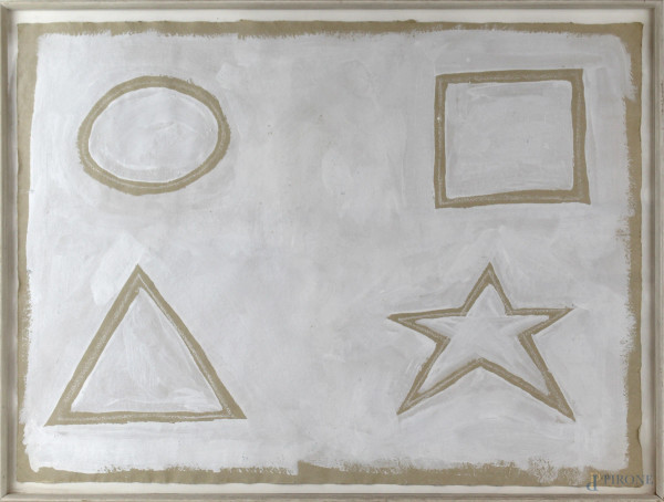Ivo Ringe - Forme geometriche, tempera su carta, cm 56x75, entro cornice