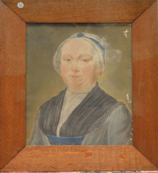 Ritratto di donna, disegno a pastello su carta 41x33 cm,entro cornice.
