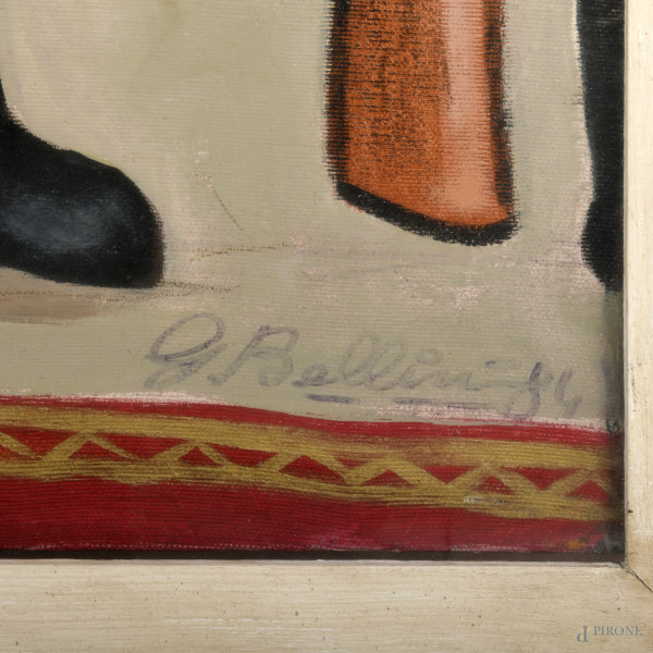 Figure, olio su tela, cm 80x120, firmato e datato "84" in basso a destra