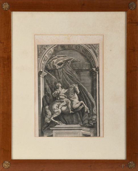 Costantino il Grande nel Portico di Palazzo Vaticano, XIX secolo, cm 62,5x49 compreso passepartout