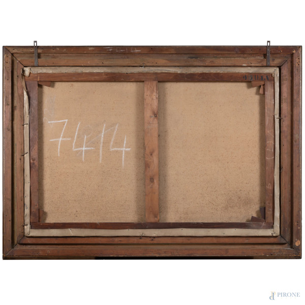 Paesaggio montano con ruscello, XIX-XX secolo, olio su tela, cm 81,5x122, entro cornice