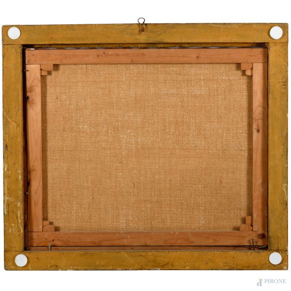 Donne al pozzo, olio su tela, XVIII secolo, cm 60,5x74,5, entro cornice, (difetti)