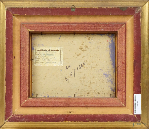 Natura morta-paiolo con patate, olio su cartone, cm 18x24, firmato, entro cornice