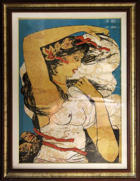 Figura femminile,litografia 116/150,in cornice 70x50 cm.