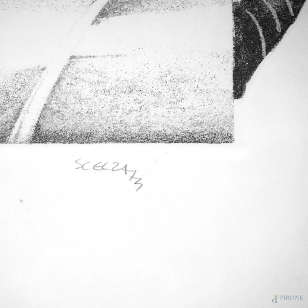 Senza titolo, lotto di due litografie di autori diversi, cm 70x50, firmate, entro cornici