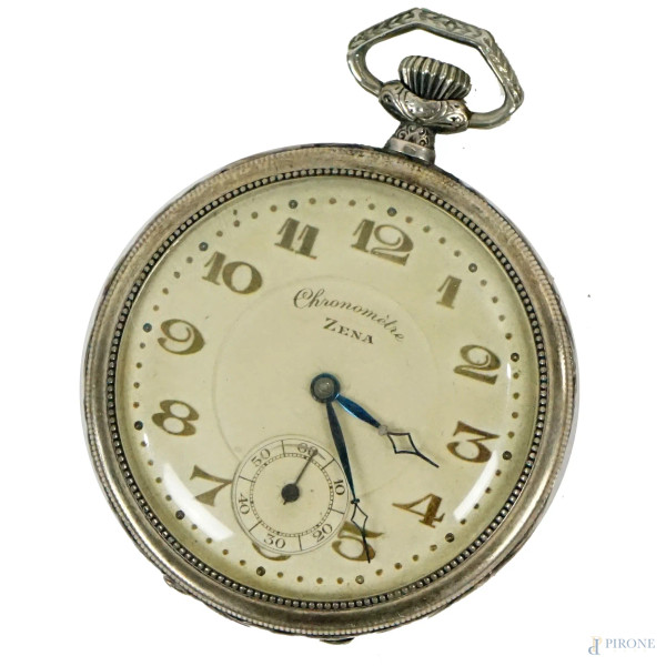Zena Chronometre, Orologio a tasca con cassa in argento, (meccanismo da revisionare).