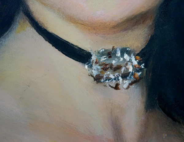 Ritratto di signora, olio su masonite, cm 64x51, entro cornice