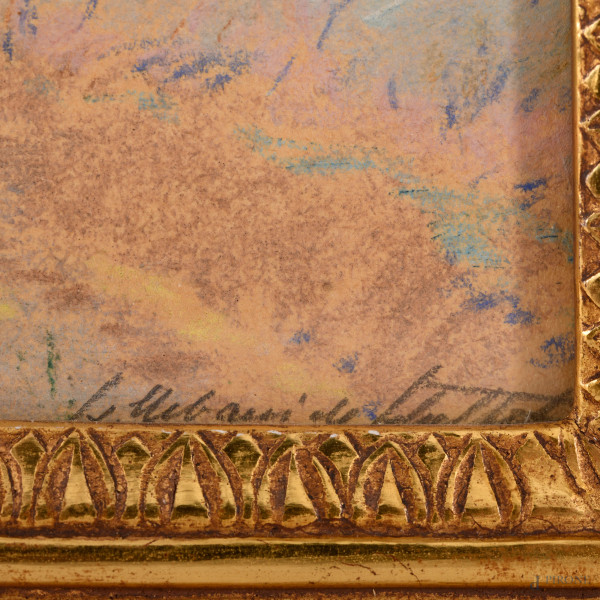 Paesaggio, pastello su carta, XX secolo, cm 13,5x18,5 entro cornice