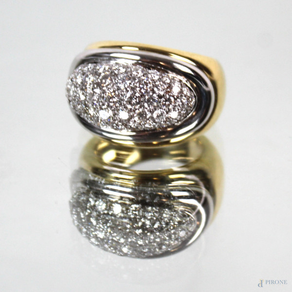 Ventrella, anello in oro 18 kt con brillantini, gr. 18,1