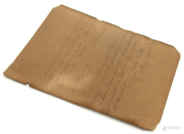 Emma Miller (1839-1917), raro manoscritto firmato da Emma Miller e dalla sorella Julia Miller.