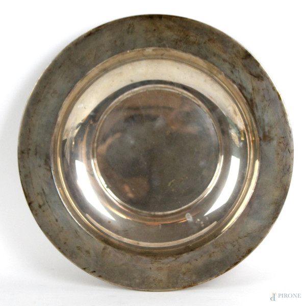 Centrotavola in argento, diametro cm 26, gr. 302
