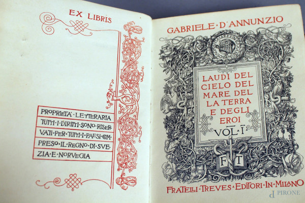 Libro, Gabriele D&#39;Annunzio, Laudi del cielo, del mare, della terra e degli eroi, Vol.I 1903.