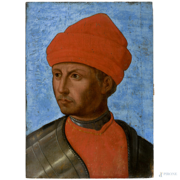 Cristofano Allori (alla maniera di), Ritratto d'uomo, tempera su tavola, XIX secolo, cm 59x43