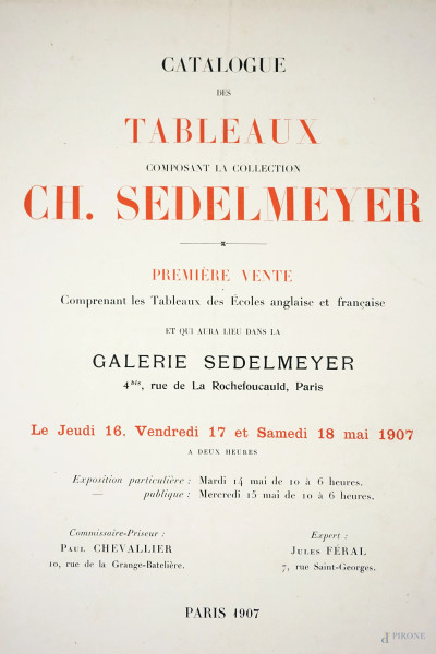 Catalogue des tableaux composant la collection Ch. Sedelmeyer, 2 voll., Parigi 1907