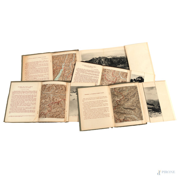 Lotto di 4 fascicoli di "Panorami della Guerra",  fasc. I, X-XII, Milano, (segni di usura, consunzione, tracce di piegatura, increspature, lacerazioni, mancanze, difetti)