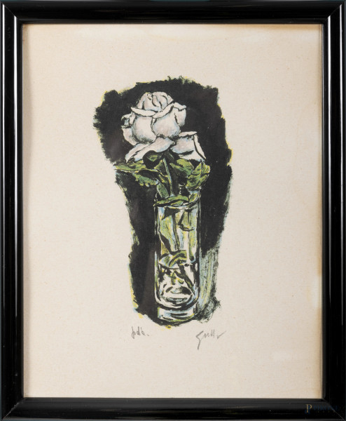 Lotto di 10 prove d'autore di Guttuso, cm 27x22, entro cornici