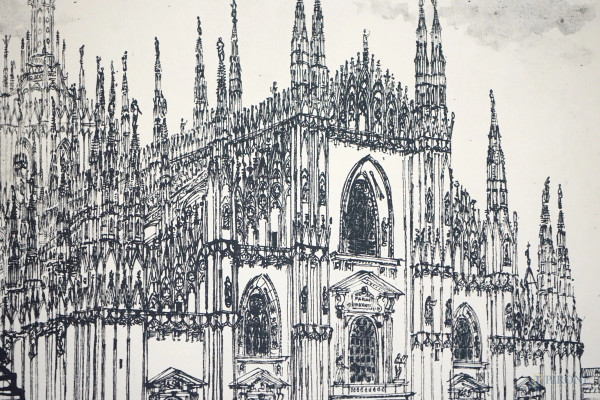 "Chiese e Piazze d'Italia di Motta", sei tavole raffiguranti scorci di piazze e monumenti di citt...