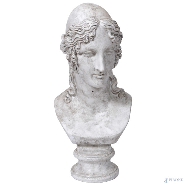 Busto in gesso raffigurante Elena di Troia, XX secolo, altezza cm 65, (Segni di usura, scalfiture)