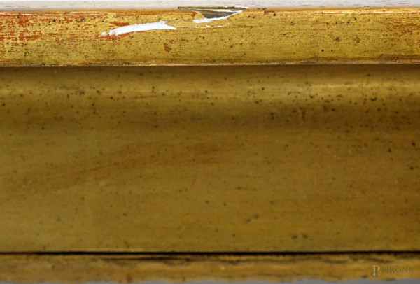 Cornice in legno dorato, XX secolo, ingombro cm 103,5x71, battente cm 87x54,5 (difetti)