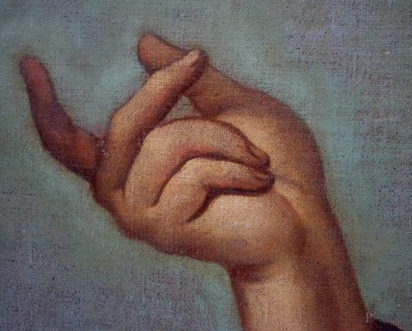 Scuola spagnola del XVIII secolo, Il vignaiolo, olio su tela, cm 86,5x66, (difetti)