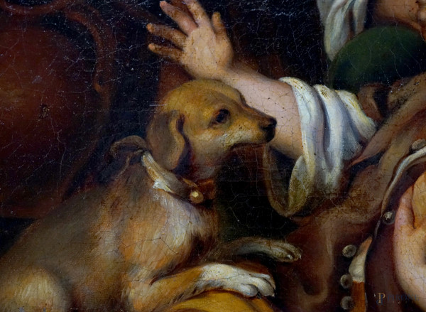 Toeletta domestica (da Bartolomé Esteban Murillo, 1618-1682), XIX secolo, olio su tela, cm 45x36,...