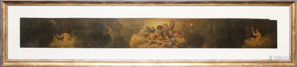 Cherubini, olio su tela 95x11 cm, XIX sec, entro cornice.