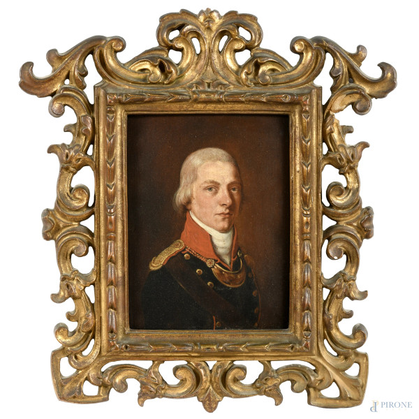 Joseph Reinhart (1749-1829), Ritratto di gentiluomo, olio su tavoletta, cm  26x19, entro cornice, (lievi segni di usura)