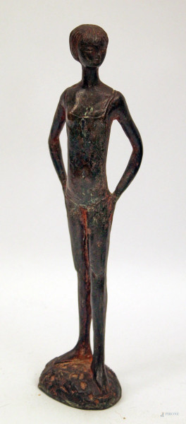 Pino Conte, Donna, scultura in bronzo, h. cm 27 con autentica.