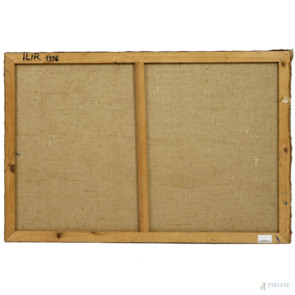 Nudo di donna, olio su tela, firmato e datato in basso a sinistra Ilir Zefi [19]96, cm 80x120