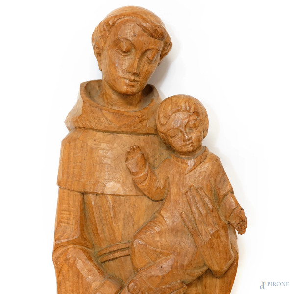 Flavio Pancheri (attivo a Ortisei, 1962 - 1994), Scultura in legno raffigurante San Francesco con...