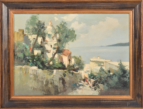 Capri,  XX secolo, olio su tela, cm 50x70, firmato in basso a destra