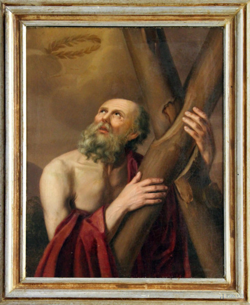 Sant'Andrea, pittore del XVIII sec . ad olio su tela 75x59 cm, entro cornice