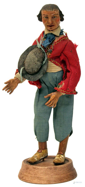 Personaggio da presepe napoletano, H 28 cm, XIX sec.