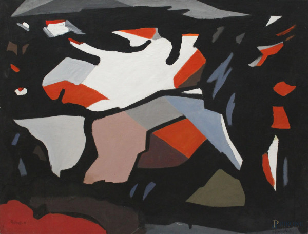 Achille Sdruscia - Astratto, olio su tela, 80x100 cm, entro cornice
