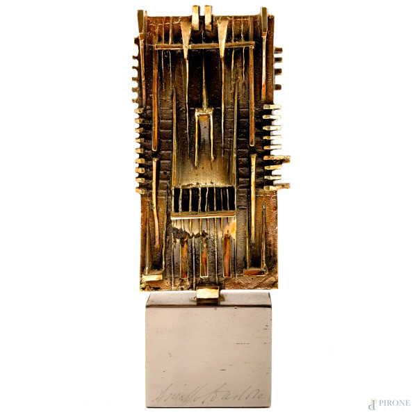 Arnaldo Pomodoro (Morciano di Romagna 1926), Senza Titolo, multiplo in acciaio 109/300, altezza cm 17,5
