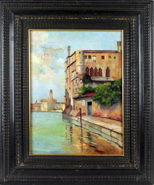 Scorcio di Venezia, olio su tavola, cm 40x30, firmato, entro cornice
