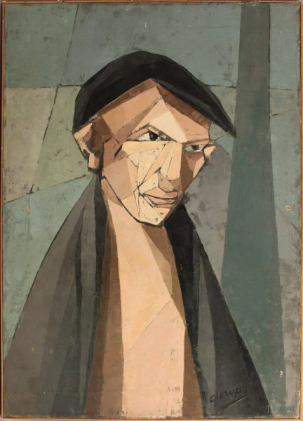 Cesare Laruffa, Ritratto d&#39;uomo, olio su tela datato 1955, esposto all&#39; VIII Quadriennale di Roma, cm 70 x 50.