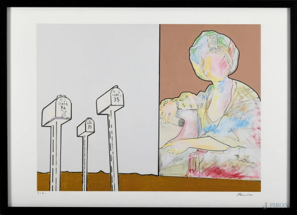 Renato Mambor (Roma, 1936 – Roma 2014), Senza Titolo, serigrafia, cm 50x70 entro cornice, P.A., firmato in basso a destra