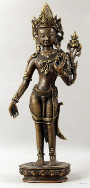 Dea Parvati, scultura in bronzo, primi 900, h. 45 cm.