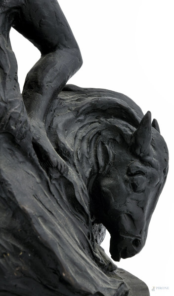 Aligi Sassu (1912-2000), Poseidone e Atena, scultura in bronzo, altezza cm 53, firmata al retro, ...