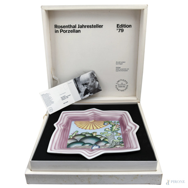 Arnold Leissler x Rosenthal, Piatto dell'Anno Jahresteller 1979, es. 1818/3000, cm 35x35x4