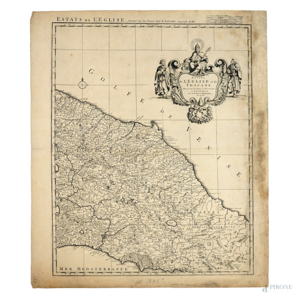 Pierre Mortier e Jean Covens, Stato della Chiesta e della Toscana, incisione, cm 64x52,5, (difetti)