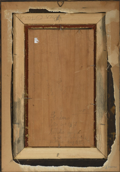 Paesaggio boschivo, olio su tavola, cm 47x33 entro cornice