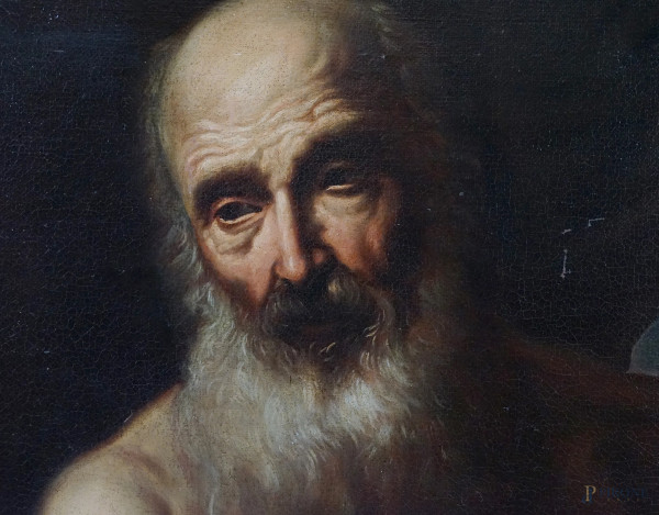 Hendrick Van Somer (Lokeren, 1607 – Napoli, 1656), San Girolamo in meditazione, olio su tela, cm ...