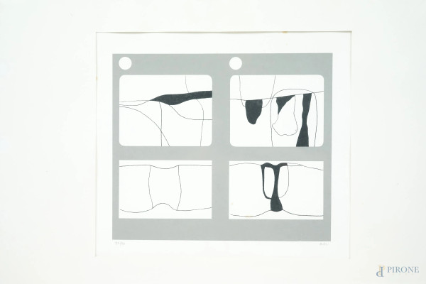 Alberto  Burri - Lettere 1969, serigrafia, es. 90/90, cm 35x50, entro cornice