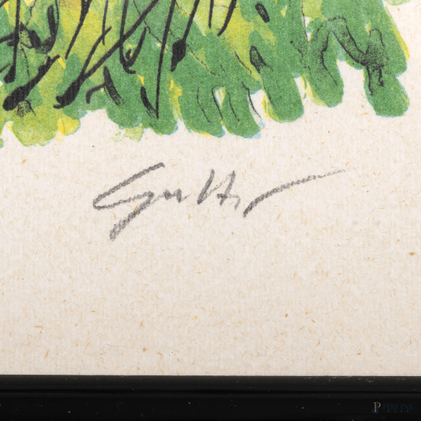 Lotto di 10 prove d'autore di Guttuso, cm 27x22, entro cornici