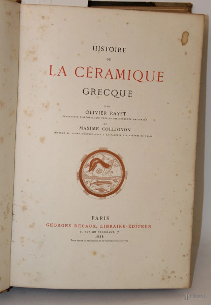 Storia della ceramica greca, 1888.