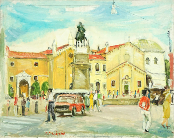 Tommaso D'Ambrosio - Centro storico, olio su tela, cm 40x50