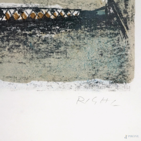 Lotto di due multipli su carta, firmati Righi e Tamburri, misure max cm 69,5x49, entro cornici